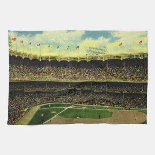 Klassiek sport baseballstadion met menigte theedoek