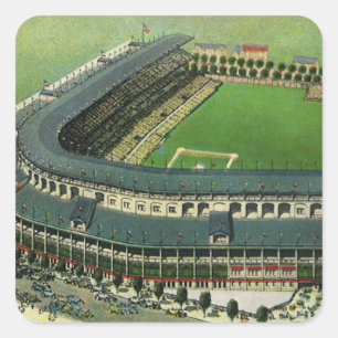 Klassiek sporthonkbalstadion, luchtfoto vierkante sticker