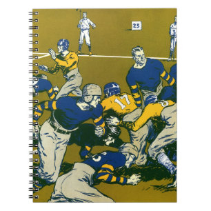 Klassiek sportvoetbalspel, gouden tegen blauwe tea notitieboek