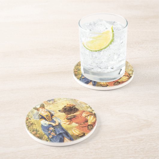 Klassiek sprookje, Belle en het Beest Zandsteen Onderzetter (Zijkant)