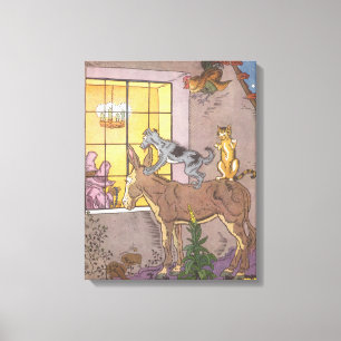 Klassiek sprookje, De Bremer stadsmuzikanten, Haum Canvas Afdruk