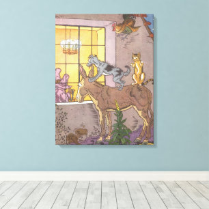 Klassiek sprookje, De Bremer stadsmuzikanten, Haum Canvas Afdruk