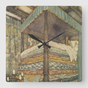 Klassiek sprookje, prinses en erwt, Edmund Dulac Vierkante Klok