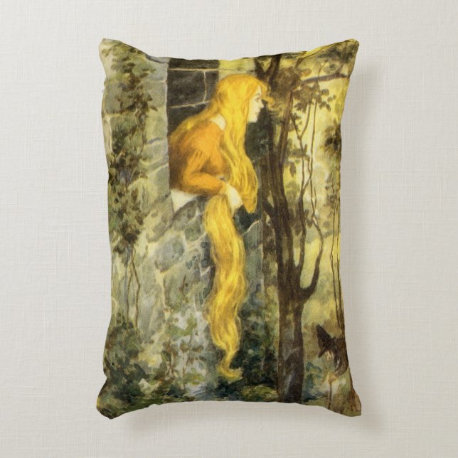Klassiek sprookje, Rapunzel met lang blond haar Accent Kussen (Voorkant(Verticaal))
