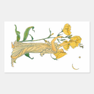 Klassiek sprookje, teunisbloem, Walter Crane Rechthoekige Sticker