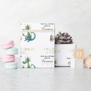 Klassiek sprookje voor kinderen Dragon en Ridder Cadeaupapier