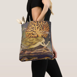 Klassiek sprookje, Zeemeermin in oceaan koraal Tote Bag