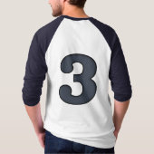 Klassiek staal blauw nummer 3 t-shirt (Achterkant)