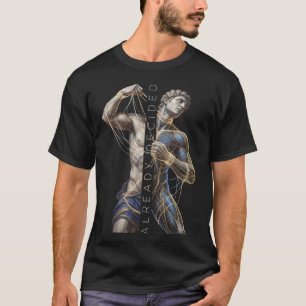 Klassiek standbeeld Cyberpunk draadframe kunst T-shirt