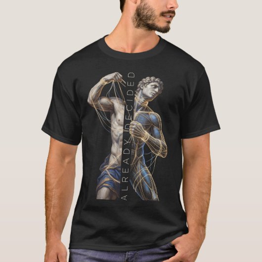 Klassiek standbeeld Cyberpunk draadframe kunst T-shirt (Voorkant)