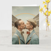 Klassiek stel kust onder regenboog kaart (Gele Bloem)