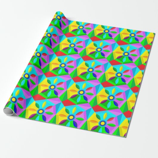 klassiek ster bloem inpakpapier (Uitgerold)