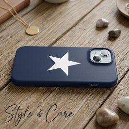 Klassiek Ster Motief Navy Blauwe iPhone 15 Hoes