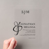 Klassiek Stijlvol Ampersand Script Monogram Huweli Acryl Uitnodigingen (Insitu (Draagbaar))