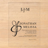Klassiek Stijlvol Ampersand Script Monogram Huweli Acryl Uitnodigingen (Voorkant)