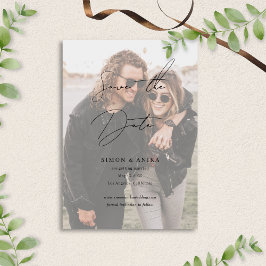 Klassiek Stijlvol Handschrift Script Foto Bruiloft Save The Date