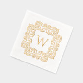 Klassiek stijlvol monogram met elegante bloemrand folie servetten (Links)