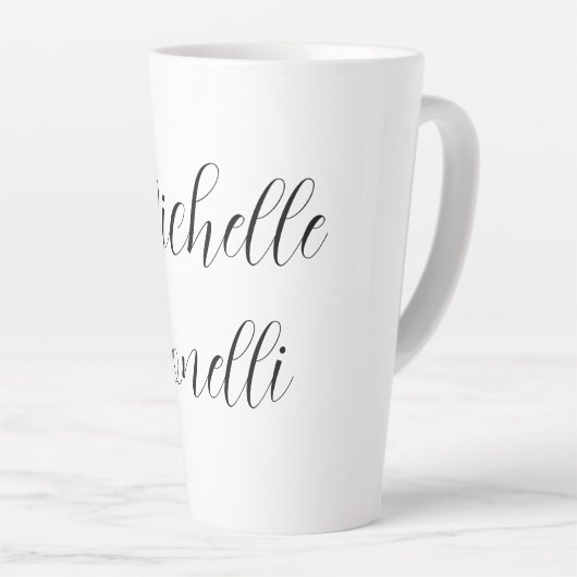 Klassiek stijlvol script Jouw naam Plain toevoegen Latte Mok (Rechterhoek)