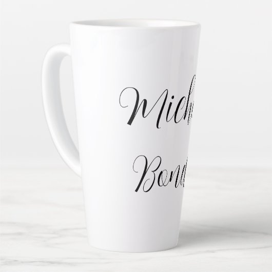 Klassiek stijlvol script Jouw naam Plain toevoegen Latte Mok (Linkerhoek)