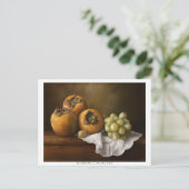 Klassiek stilleven met persimons en druivapostel briefkaart (Staand voorkant)