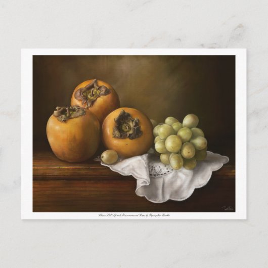 Klassiek stilleven met persimons en druivapostel briefkaart (Voorkant)