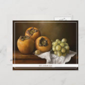 Klassiek stilleven met persimons en druivenkunst briefkaart (Voorkant / Achterkant)