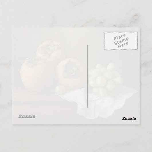 Klassiek stilleven met persimons en druivenkunst briefkaart (Achterkant)