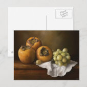 Klassiek stilleven met persimons en druivenkunst briefkaart (Voorkant / Achterkant)