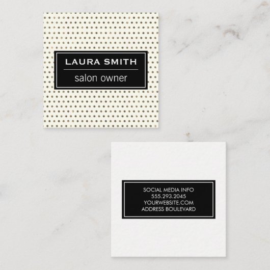 Klassiek stippelpatroon vierkante visitekaartje (Voorkant / Achterkant)