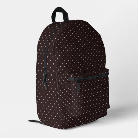 Klassiek Stippenpatroon, Bruin, Boho Stippen Bedrukte Rugzak (Achterkant Hoek Links)
