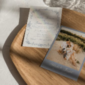 Klassiek Stof Blauw Bloem Boho Botanisch Huwelijk Kaart