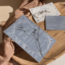 Klassiek Stof Blauw Bloem Boho Botanisch Huwelijk