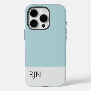 Klassiek Stof Blauw Eenvoudig Modern Monogram iPhone 16 Pro Hoesje