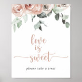 Klassiek Stof Roze Roos Bloemig Liefde Is Zoet Bor Poster (Voorkant)