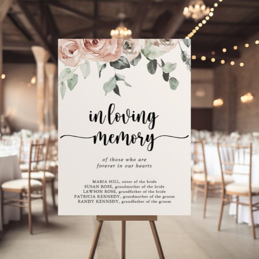 Klassiek Stof Roze Roos Ter Herinnering Bord Poster