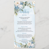 Klassiek Stofblauw Bloemengroen Huwelijksmenu Menu (Voorkant)
