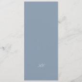 Klassiek Stofblauw Bruiloft Menu (Achterkant)
