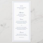 Klassiek Stofblauw Elegant Huwelijk Menu (Voorkant)