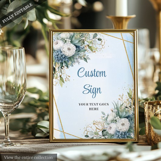 Klassiek Stofblauw Groene Aangepaste Digitale Bord Poster