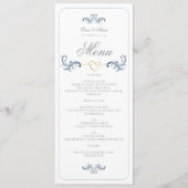 Klassiek Stofblauw Huwelijksmenu Menu (Voorkant)