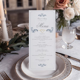 Klassiek Stofblauw Huwelijksmenu Menu