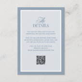 Klassiek Stofblauw | QR-code Huwelijksgastdetails Informatiekaartje (Voorkant)