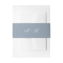 Klassiek Stofblauw & Wit Monogram Schrift Bruiloft