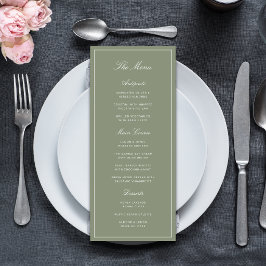 Klassiek stoffig groen scriptie-huwelijk menu
