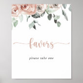 Klassiek stoffig roze roos bloemig favorieten bord poster (Voorkant)