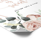 Klassiek stoffig roze roos bloemig liefde is zoet  poster (Hoek)