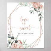 Klassiek stoffig roze roos bloemig liefde is zoet  poster (Voorkant)