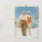 Klassiek strandkoppel zomer contrast briefkaart (Voorkant / Achterkant)