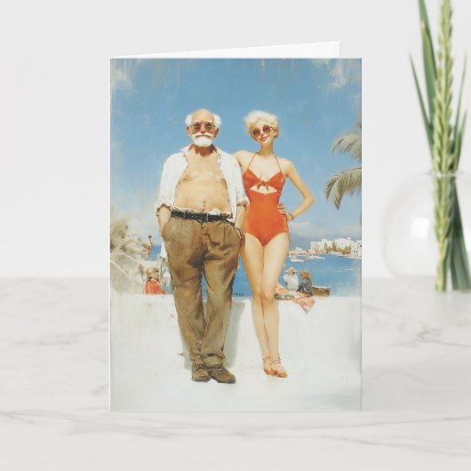Klassiek strandkoppel zomer contrast kaart (Voorkant)