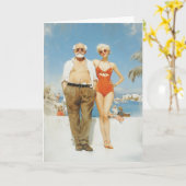Klassiek strandkoppel zomer contrast kaart (Gele Bloem)